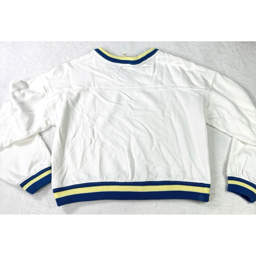 Free People Rio French Terry V-Neck Pullover Sweatshirt Ivory Medium Women's - Picture 6 of 11